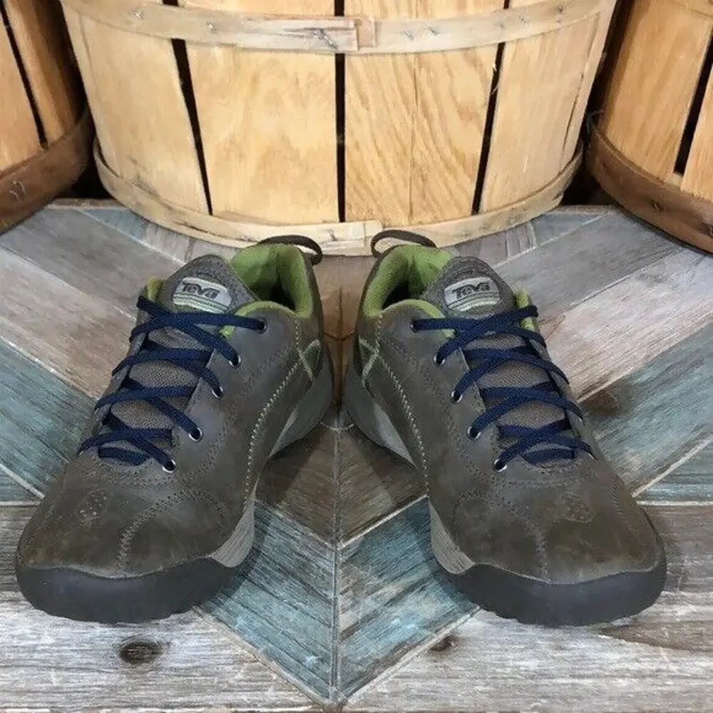 Teva Fire Brown Leather Green Multi Sport Hiking Sneakers Shoes US Boys Size 3.5